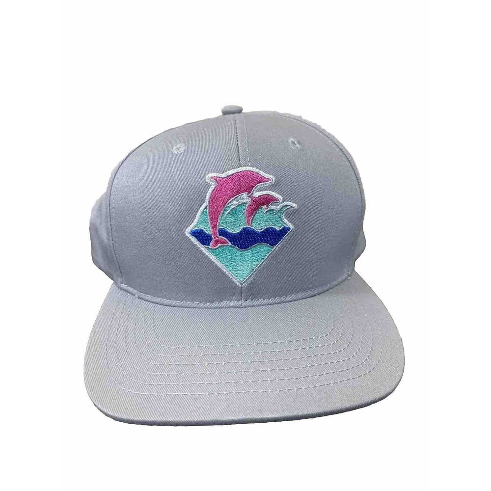 Pink Dolphin SnapBack Hat Gray Adjustable Baseball Cap Cotton OSFA Snap Back EUC